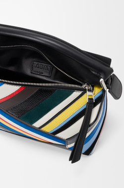 Loewe Сумка Stripes Small Puzzle Edge из телячьей кожи наппа, замши и кожи ящерицы, разноцветный