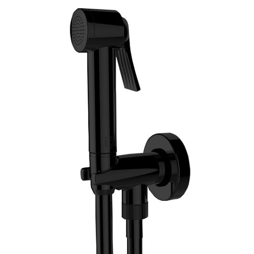 Bossini Apice душ гигиенический: лейка, держатель, шланг Cromolux 1250 мм, цвет чёрный матовый