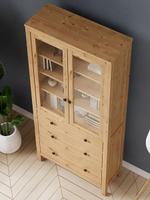 IKEA Шкаф с 3мя ящиками HEMNES стекло/стекло, 198х90х37, белый/св-коричневый, из массива дерева, КЫМОР (ХЕМНЭС ИКЕА), массив сосны