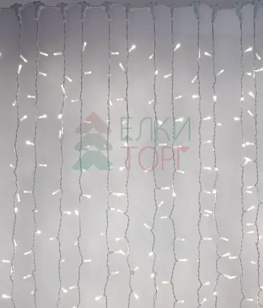 Светодиодный занавес с колпачком 2*3 м., 600 белых LED ламп, каучуковый белый провод, IP65, Beauty Led (LL602-8-2W)