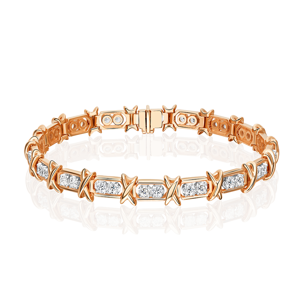 Браслет из комбинированного золота с фианитами