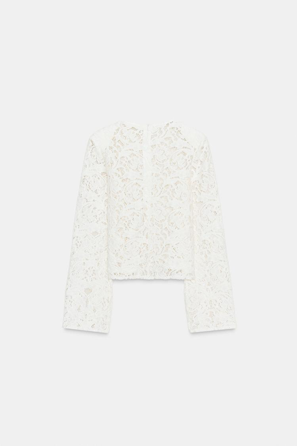 ZARA КРУЖЕВНОЙ ТОП С ПОДПЛЕЧНИКАМИ, ЖЕЛТОВАТО-БЕЛЫЙ