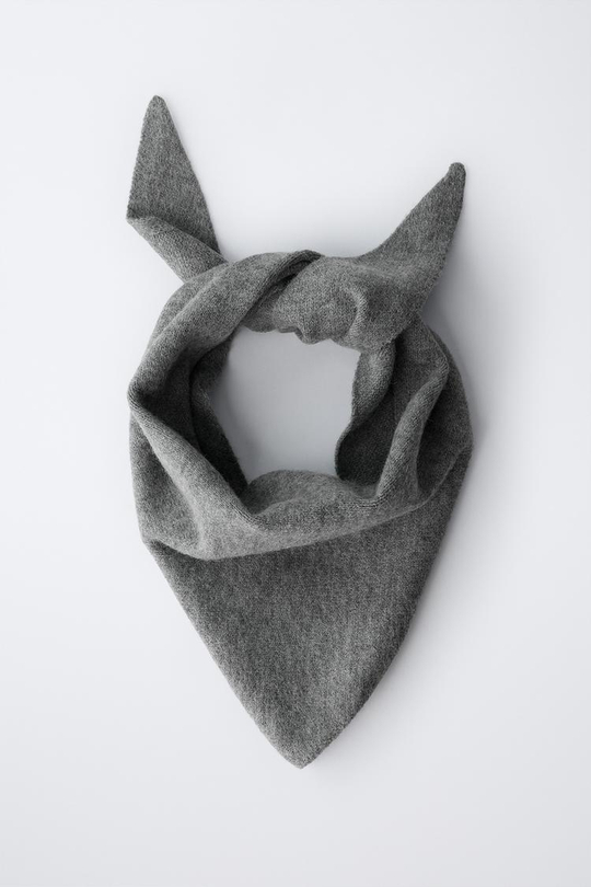 ZARA ВЯЗАНАЯ КОСЫНКА, СЕРЫЙ
