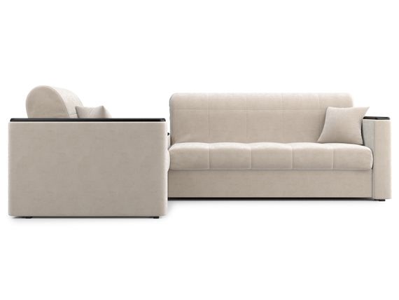 Диван угловой с Баром Неаполь 1,2 - Velutto 17 бежевый/ коричневая накладка