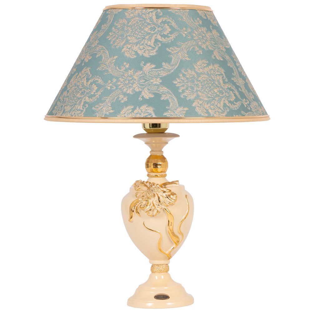 Настольная лампа Флер де Лис Айвори с абажуром №38 Vatican (Ватикан) Аквамарин
