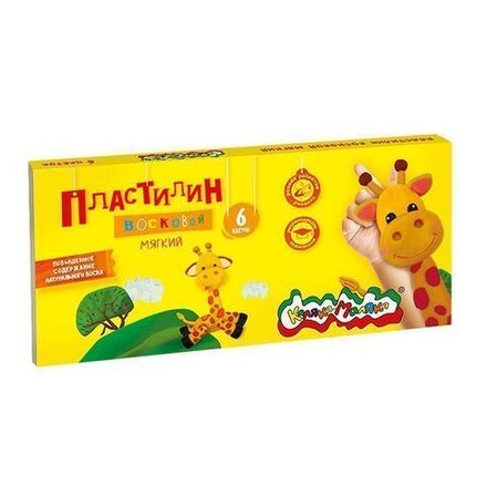 Пластилин 6 цветов Каляка-Маляка, восковой, 90гр, со стеком, картон.упак.