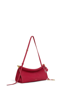ALAÏA СУМКА LE CLICK EAST WEST ИЗ НАТУРАЛЬНОЙ КОЖИ, МАЛИНОВЫЙ