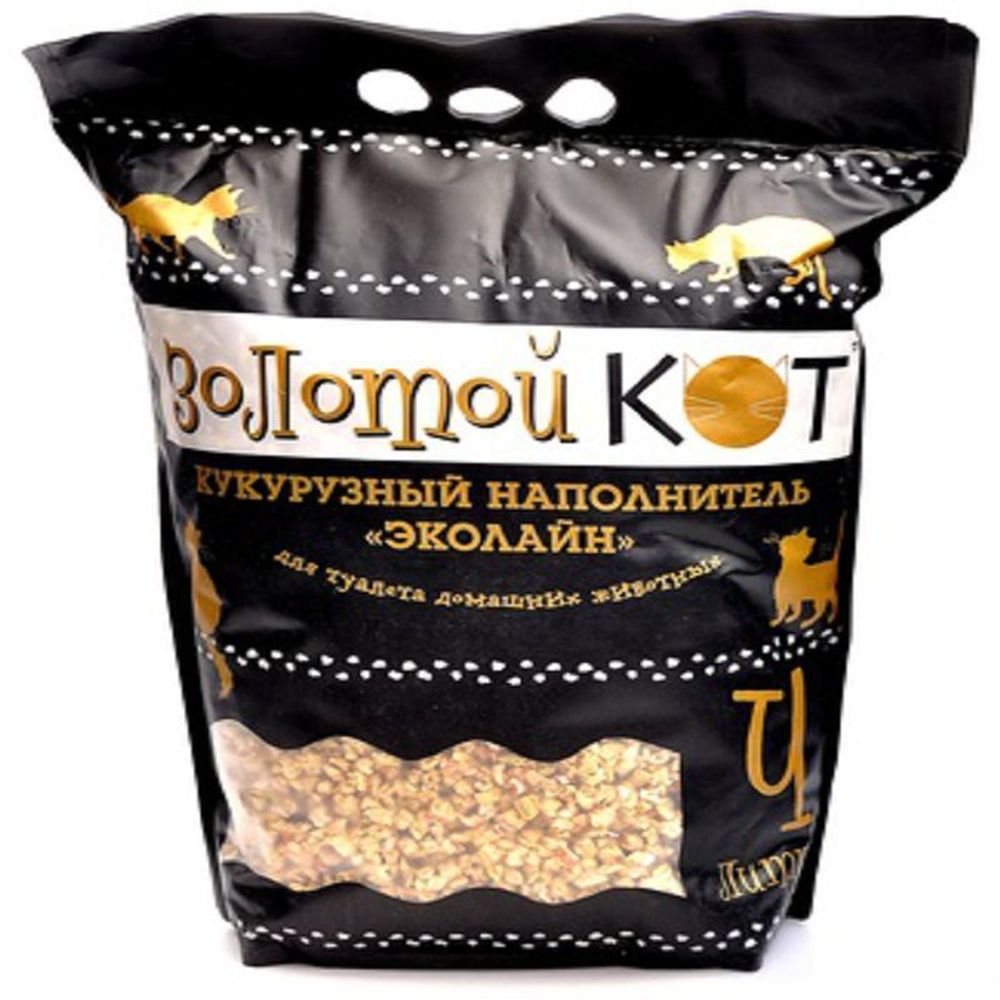 Золотой кот Кукурузный наполнитель для кошек и грызунов, 4 л