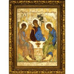 Святая Троица - копия иконы Андрея Рублева на холсте.