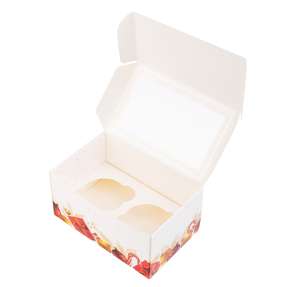 Коробка для 2 капкейков с окном (Подарочек) 16*10*8 см