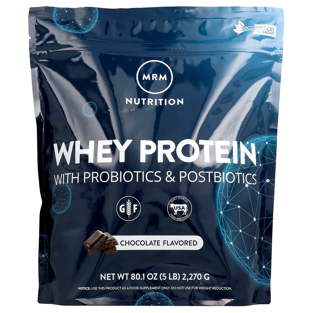 MRM Nutrition, сывороточный протеин, 2 млрд пробиотиков, шоколад, 2270 г (5 фунтов)