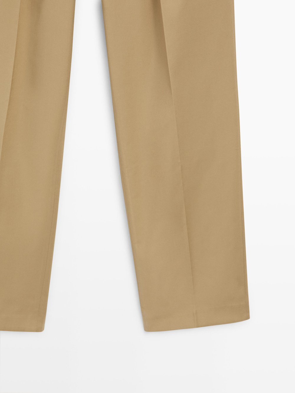 Massimo Dutti Брюки прямого кроя со складками, песочно-коричневый