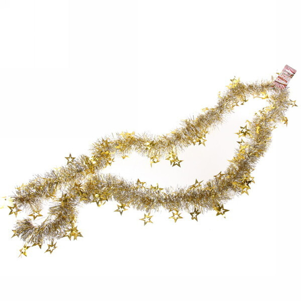 Мишура 2м 8см «Звезда», Золото/золото