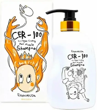 Elizavecca Cer -100 Shampoo Collagen Hair A+Muscle Hell-Tornado Шампунь для волос с коллагеном, 500 мл