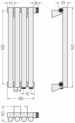Сунержа Эстет-1 EU50 правый 500х180 4 секции