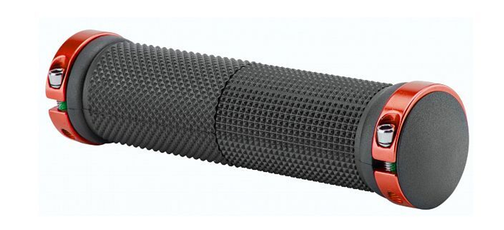Грипсы XH-G59BL 130 мм чёрные, красные кольца, в инд. упаковке арт.150218 (10216170/111221/0366532, Китай)
