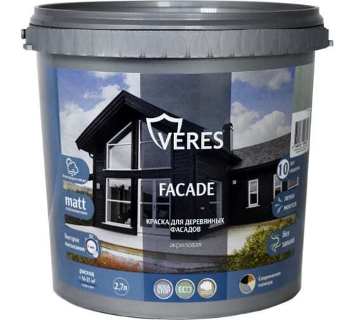 Краска В/Д 2,7л для деревянных фасадов акрил. Шоколадный бархат Фасад