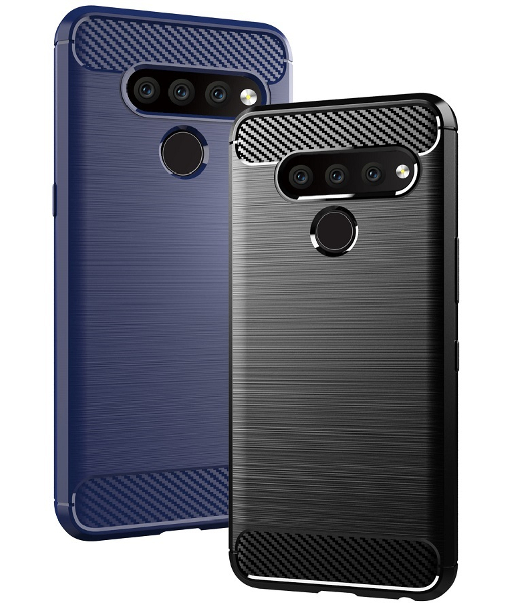 Чехол для LG V50 ThinQ цвет Blue (синий), серия Carbon от Caseport