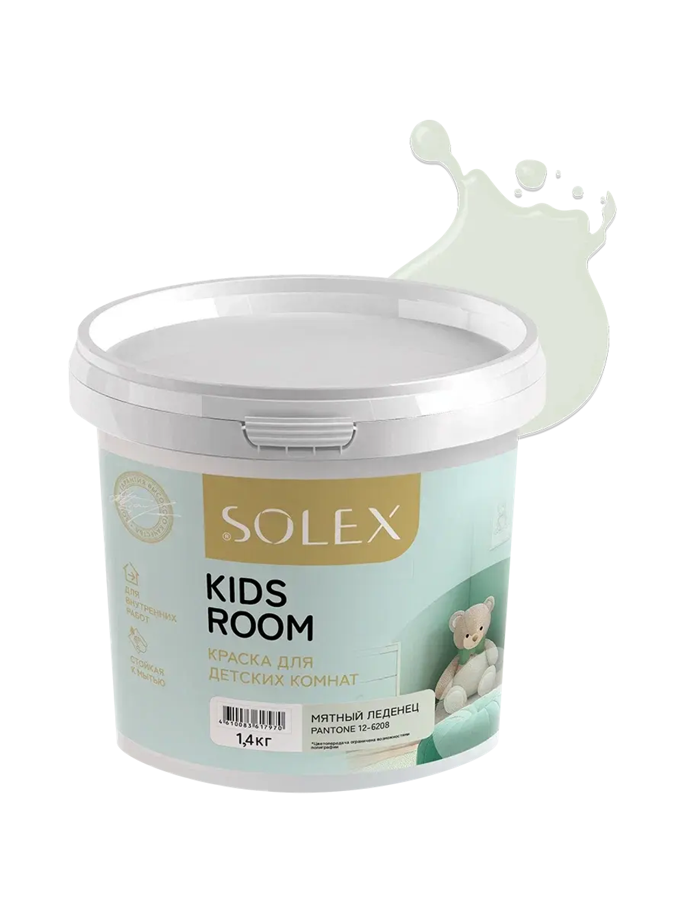 SOLEX Краска для детских комнат KIDS ROOM цв.Мятный леденец (Pantone 12-6208) 1,4кг (ИжСинтез)