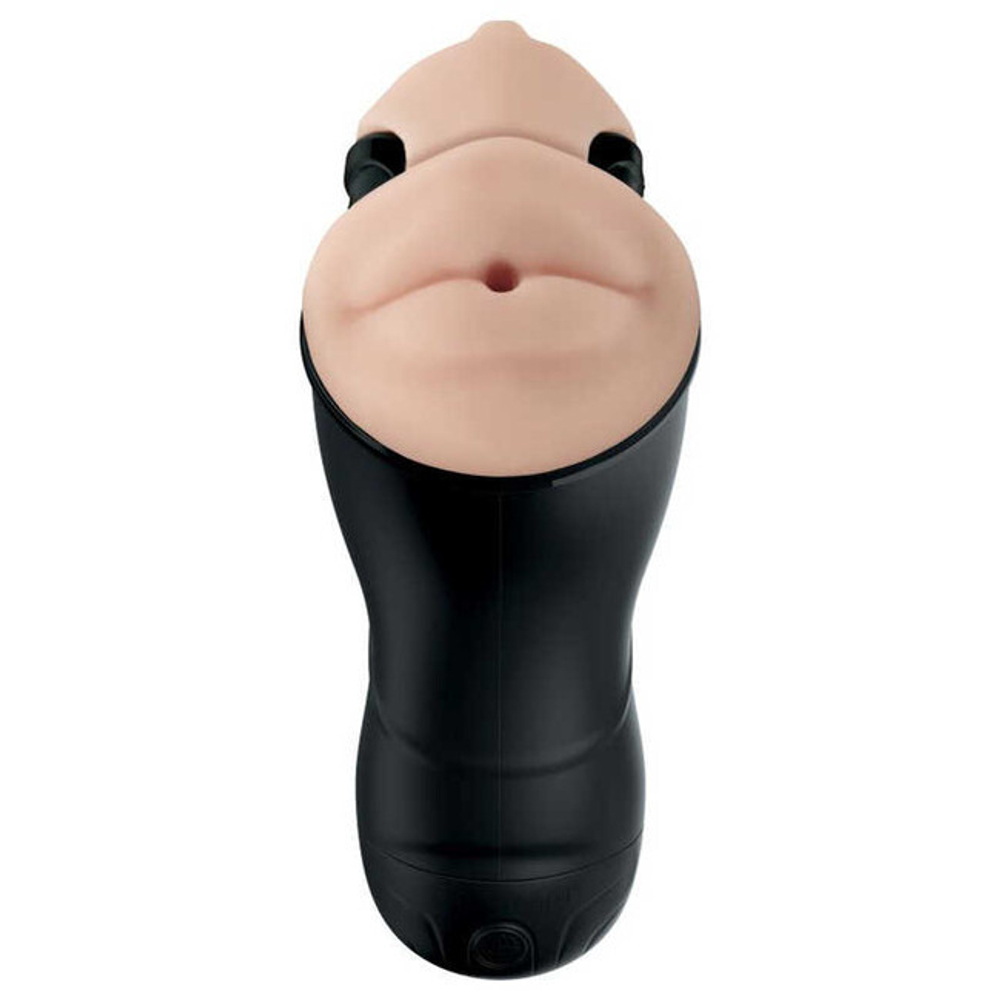 Мастурбатор вагина и ротик с вибрацией PDX ELITE Double Penetration Vibrating Stroker (Цвет: Черный и телесный)