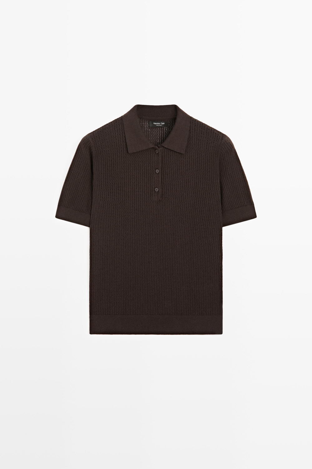 Massimo Dutti Ажурное поло из смесового хлопка, коричневый