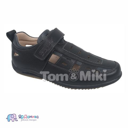 Школьные туфли Tom&Miki черные с перфорацией, на липе В-9351-А