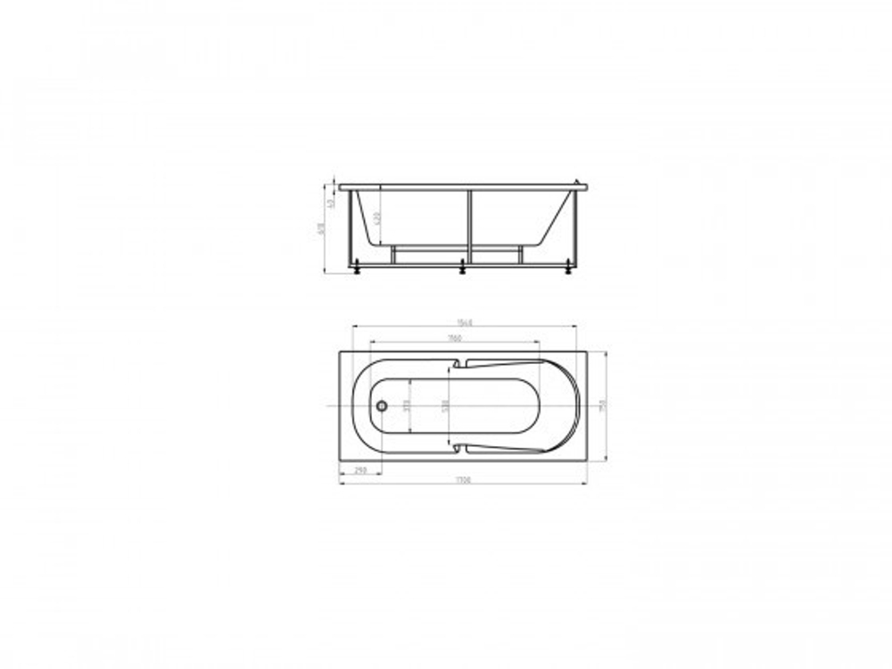 Ванна акриловая прямоугольная ЛЕЯ 170х75 AQUATEK (с каркасом и фронтальной панелью)