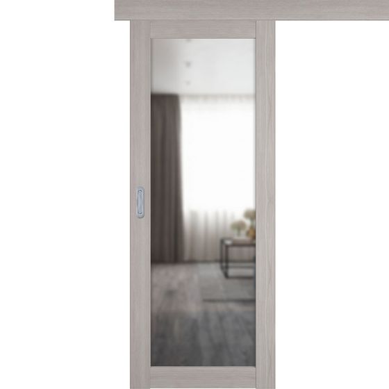 Купить Раздвижная одностворчатая дверь купе Atum Pro 32 Stone Oak с зеркалом с внешней стороны