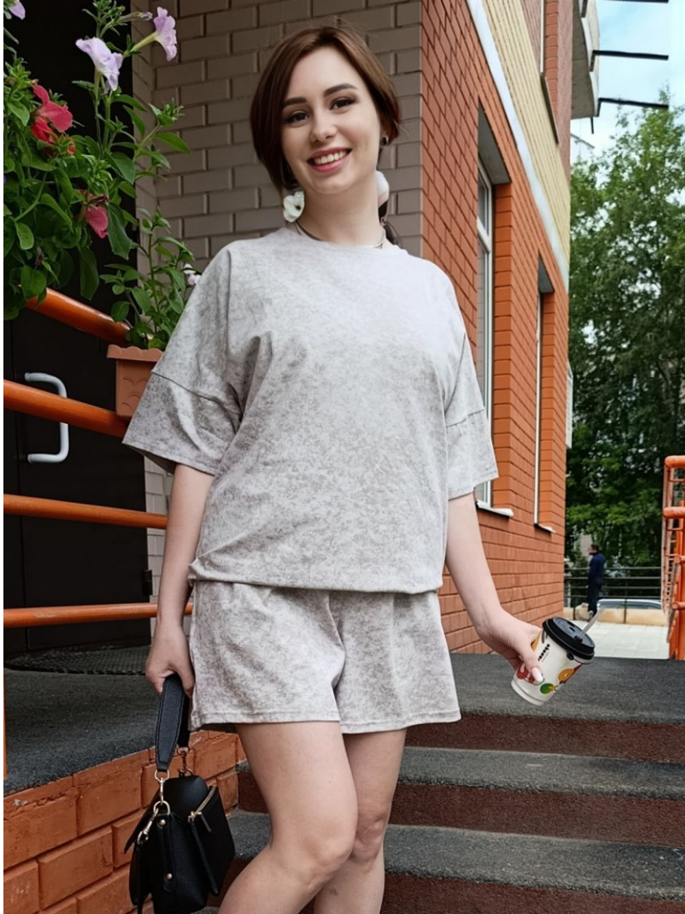 2442 Джемпер женский кулирка с лайкрой мрамор графит (52)