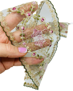 Кружево тонкое на сетке цветное ш-8см Франция. (хлопок/шелк). 1 м