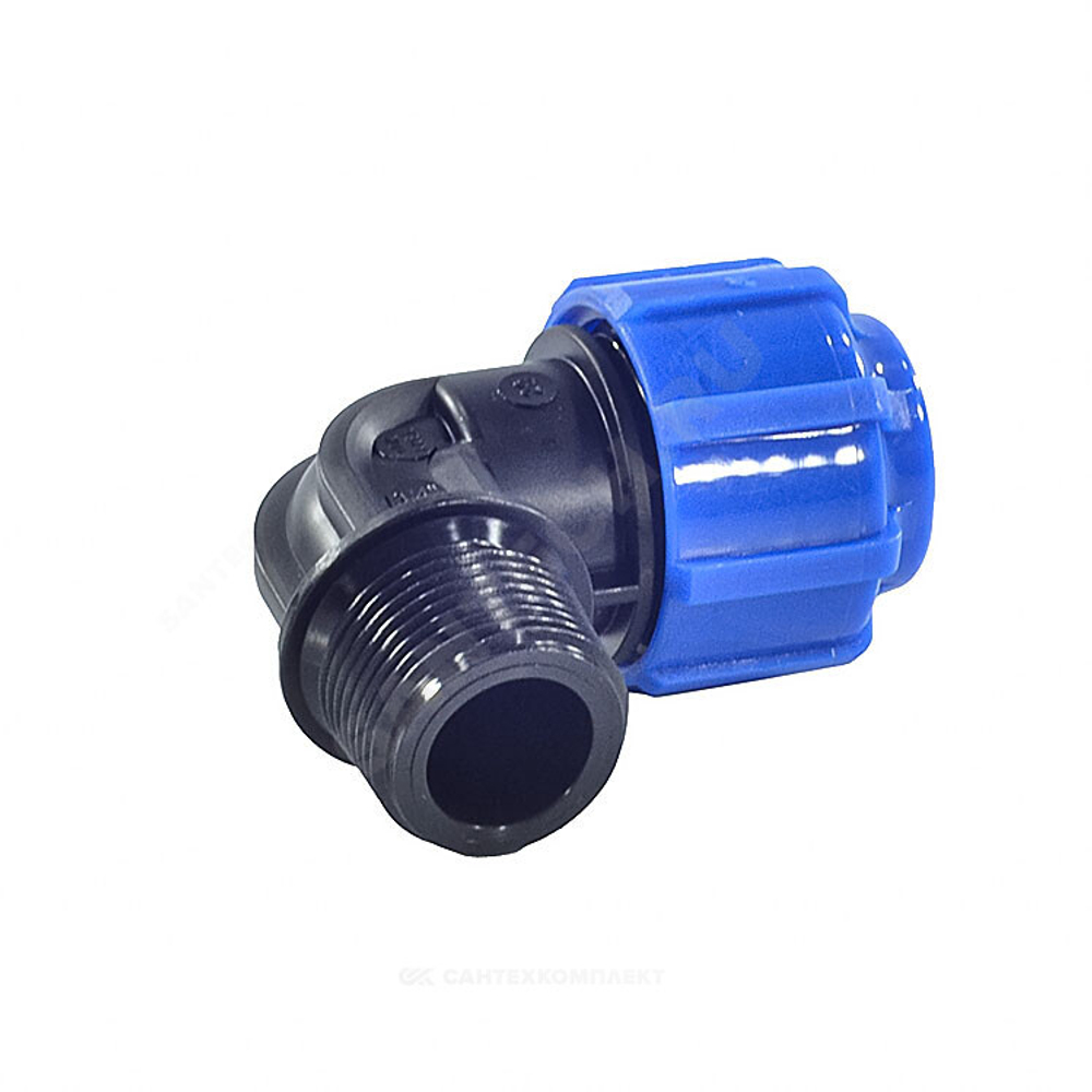 Отвод компрессионный ПЭ Дн 20х3/4"х90гр ВР Ру16 RTP (РосТурПласт) 11536