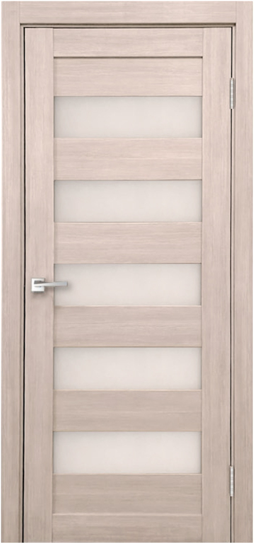 Межкомнатная дверь Велюкс 1 Ясень сноу / Цвет тон Кремовая лиственница / Остекление "Сатинат белое" / Двери Верда