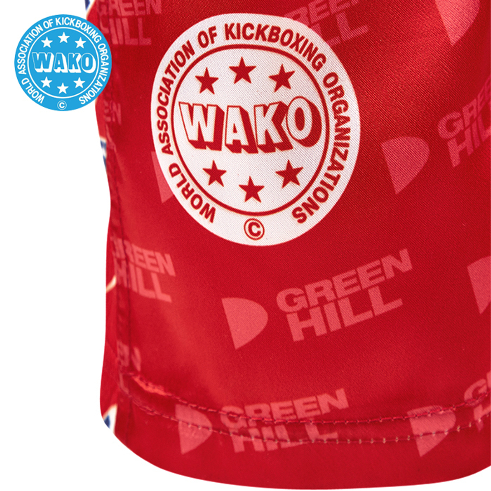 KBT-3628w Брюки для кикбоксинга WAKO Approved красные