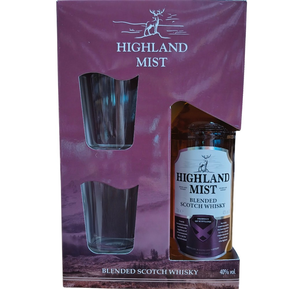 Виски Highland Mist Blend 0,7 л. В подарочной упаковке с 2 бокалами