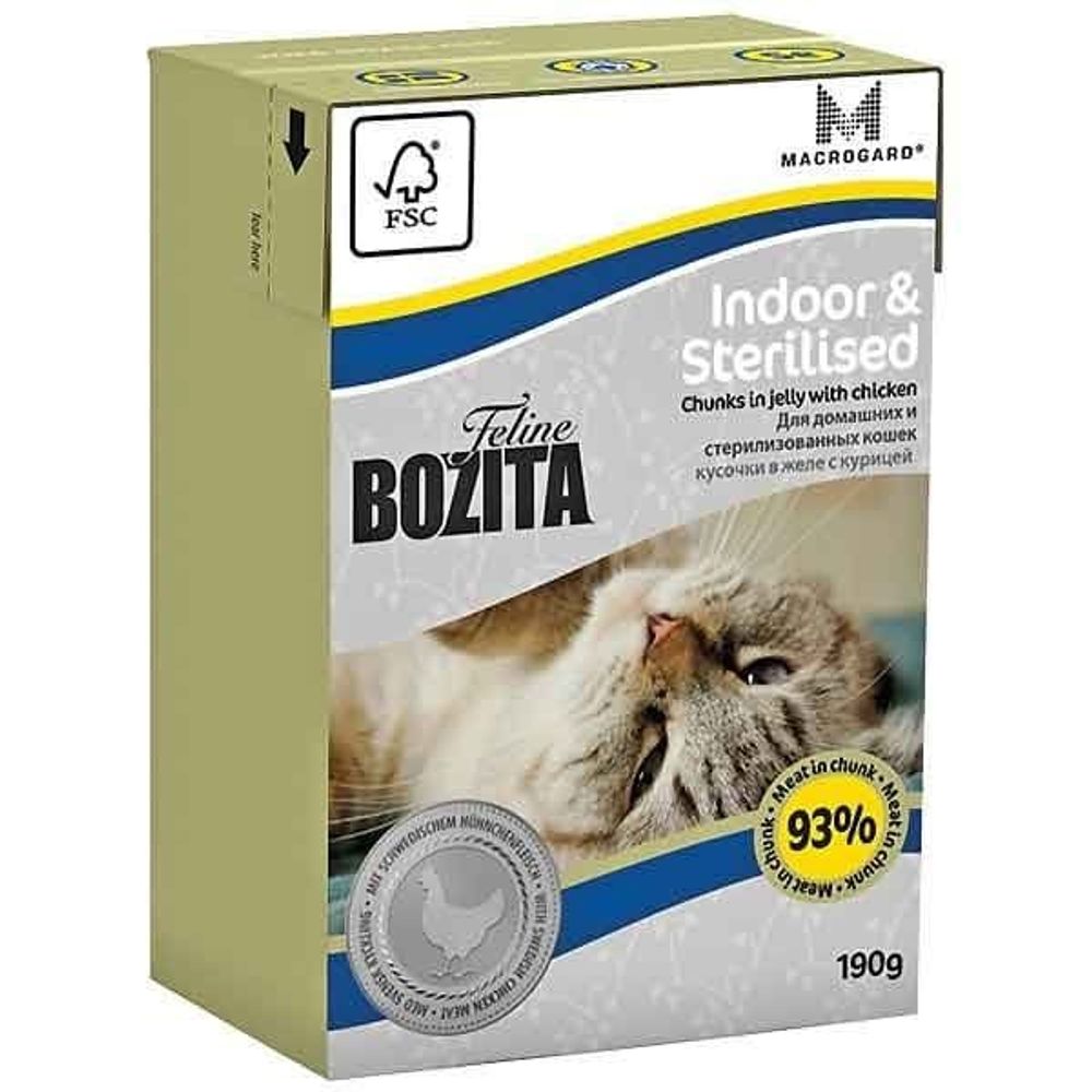 Bozita 190г. Кусочки в желе для Домашних и стерилиз.кошек с курицей (Indoor&Sterilised) Bozita 190г. Кусочки в желе для Домашних и стерилиз.кошек с курицей (Indoor&Sterilised)