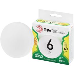 Лампа светодиодная ЭРА GREEN LINE LED GX-6W-830-GX53 GL 6Вт таблетка теплый свет GX53 | Лампы cветодиодные Плоские (GX)