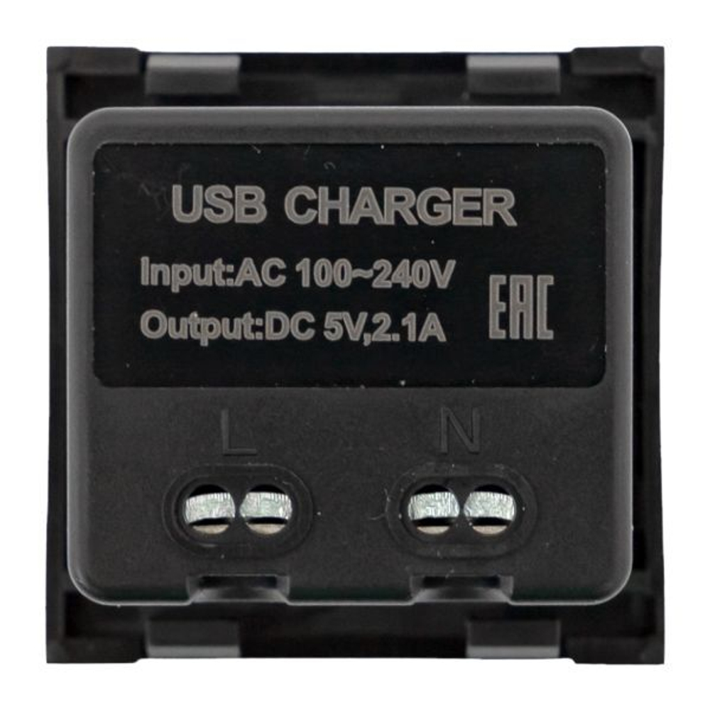 Розетка USB A+C, 2,1А, 2 гнезда, без индикатора, черная, матовая EKF