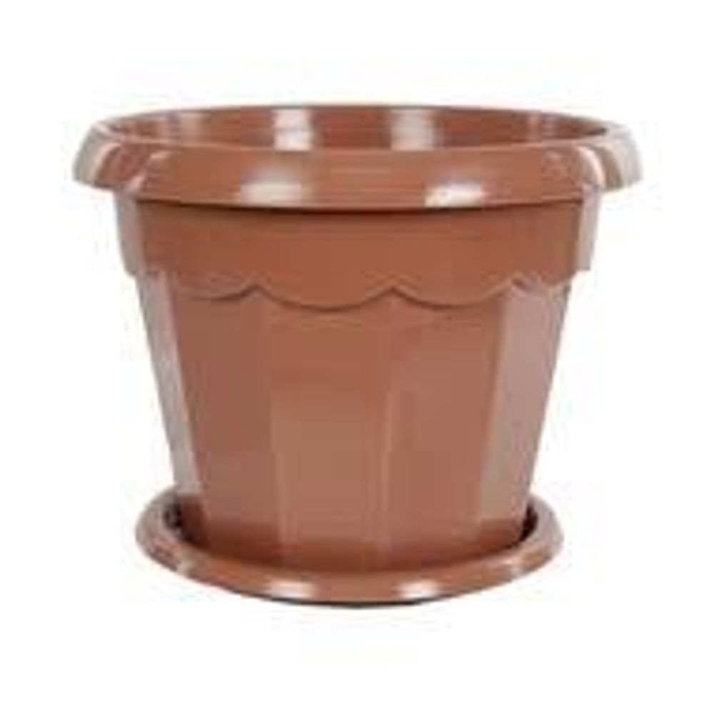 ГОРШОК ДЛЯ ЦВЕТОВ "ГАРМОНИЯ"  4 Л  D 230 ММ С ПОДДОНОМ (КОРИЧНЕВ.) (1/20) "АЛЬТЕРНАТИВА" М1576