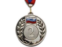 Медаль спортивная с лентой 2 место d - 6,5 см :5201-11