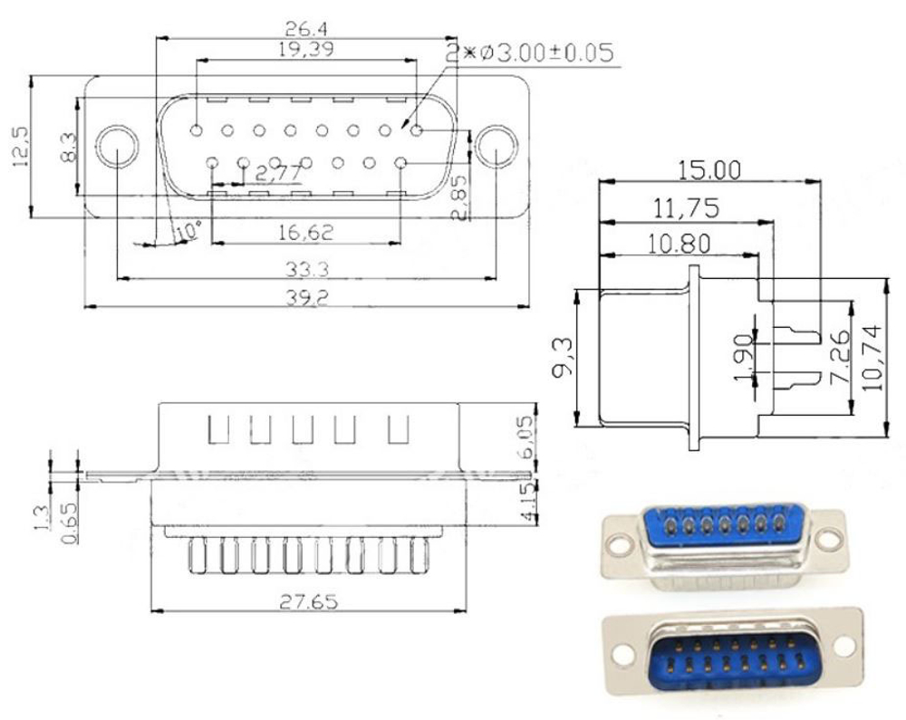 Разъем DB15/папа