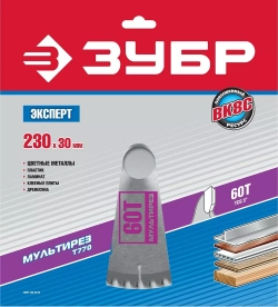 Диск пильный "Точный-МУЛЬТИ рез" (230х30 мм; 60Т) Зубр 36907-230-30-60
