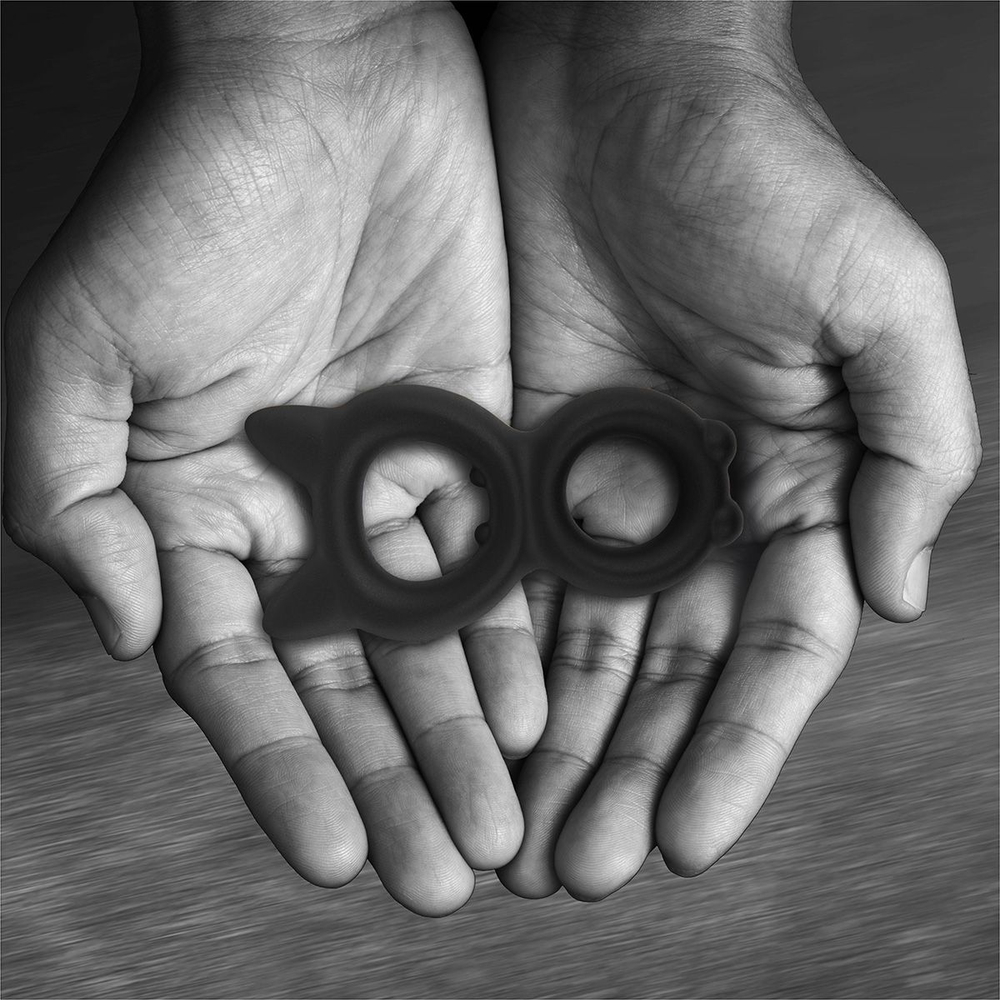 Черное двойное эрекционное кольцо Rooster Kalf (Цвет: черный)