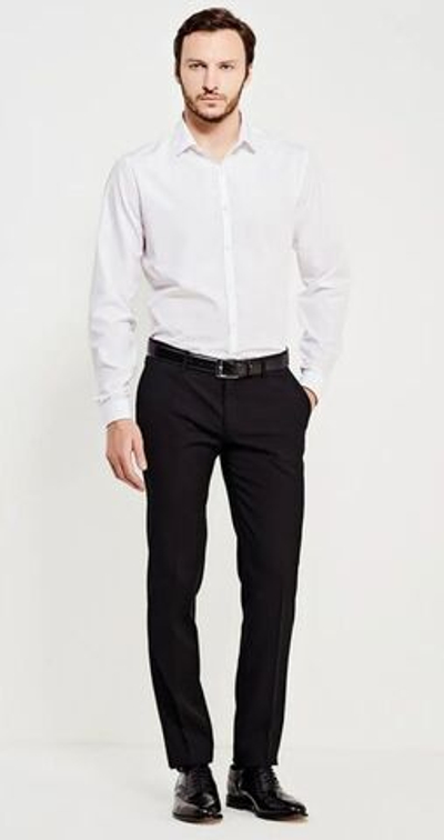 Брюки мужские классические со стрелками чёрные костюмные в рубчик 64