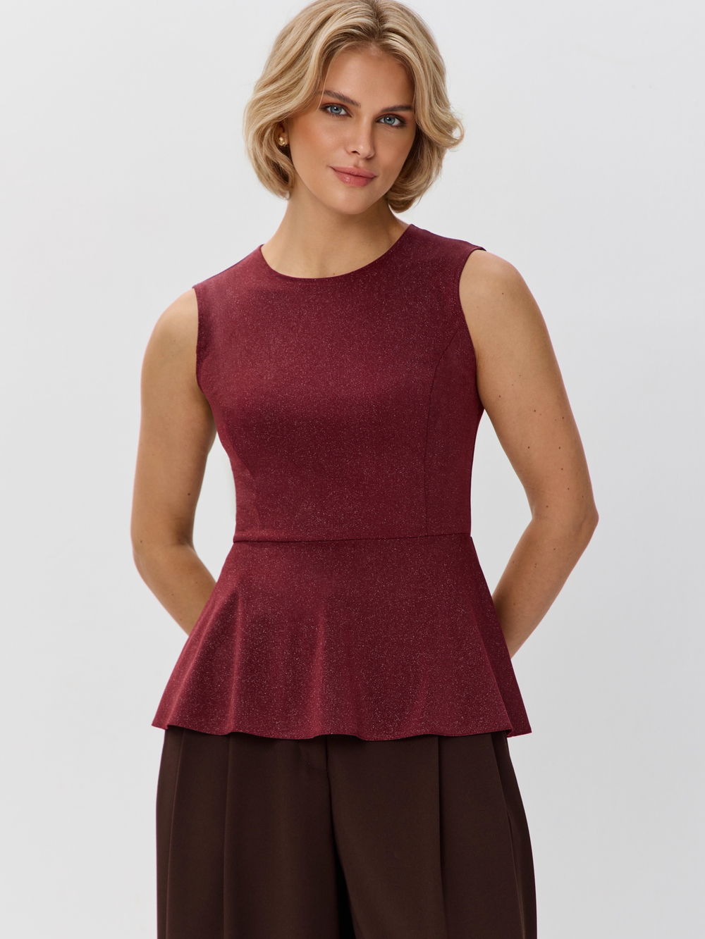 Вечерний топ-блузка с баской