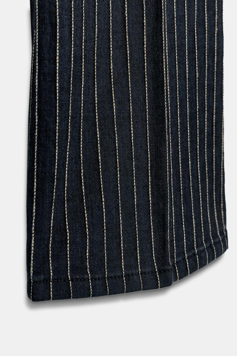 ZARA ДЖИНСЫ FLARE В ПОЛОСКУ С ВЫСОКОЙ ПОСАДКОЙ — ZW COLLECTION, СИНИЙ