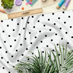 Ткань бифлекс мелкие квадратные точки на белом фоне