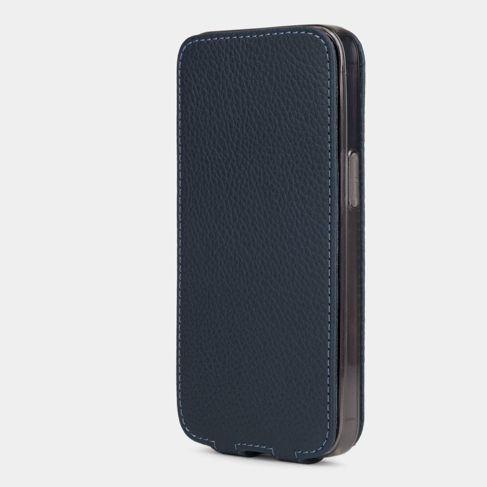 Чехол кожаный для iPhone 14 Pro Max цвета синий