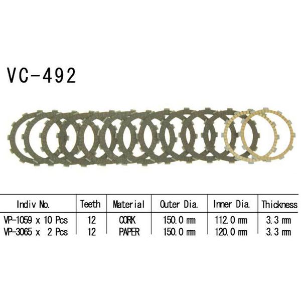 Фрикционные диски сцепления Vesrah VC492 для мотоциклов