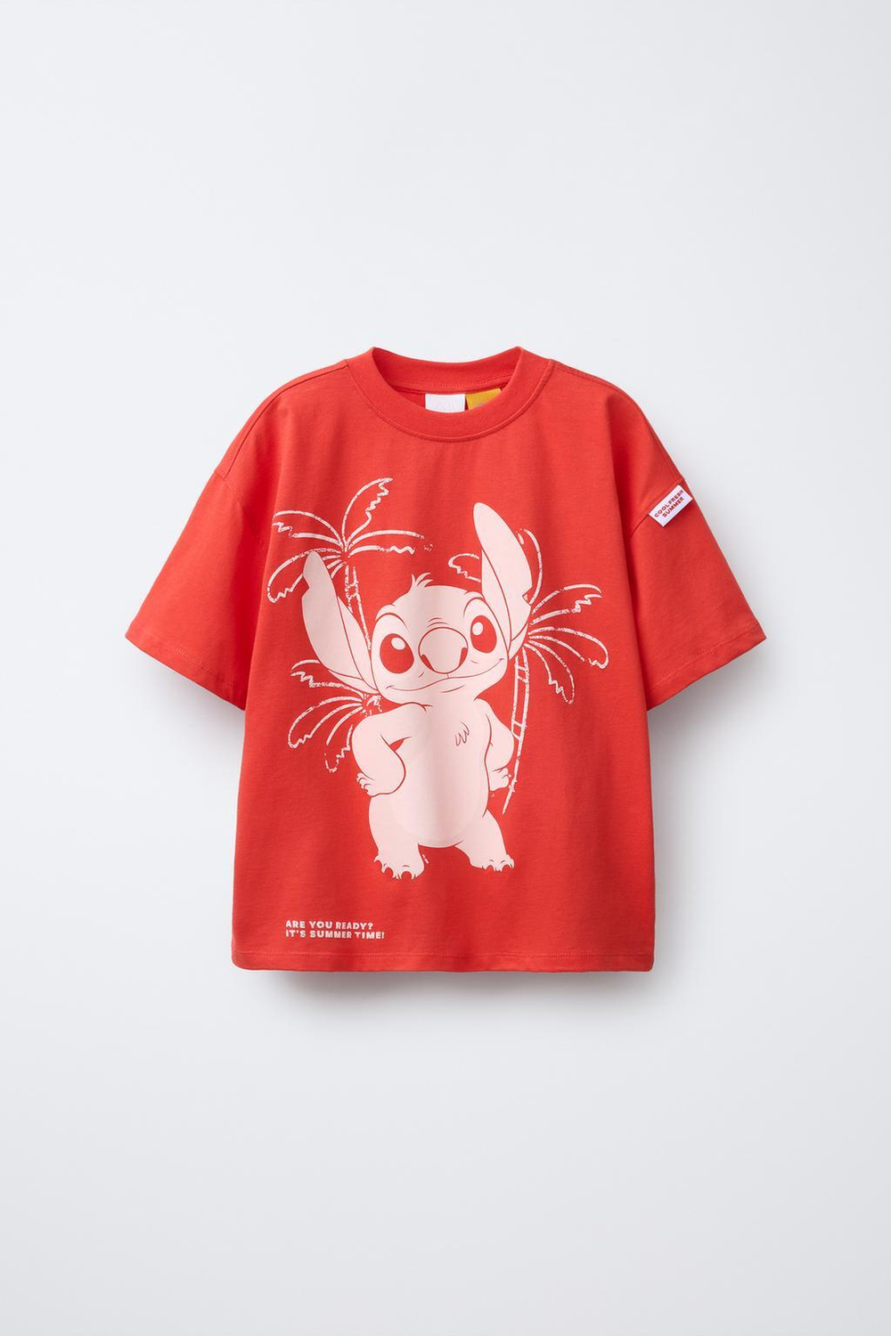 ZARA ФУТБОЛКА С ПРИНТОМ LILO & STITCH © DISNEY И РЕЛЬЕФНОЙ ДЕТАЛЬЮ, КРАСНЫЙ