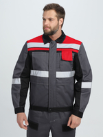 Костюм Вивантек-1 СОП У. (тк.Смесовая,240) брюки, т.серый/черный/красный